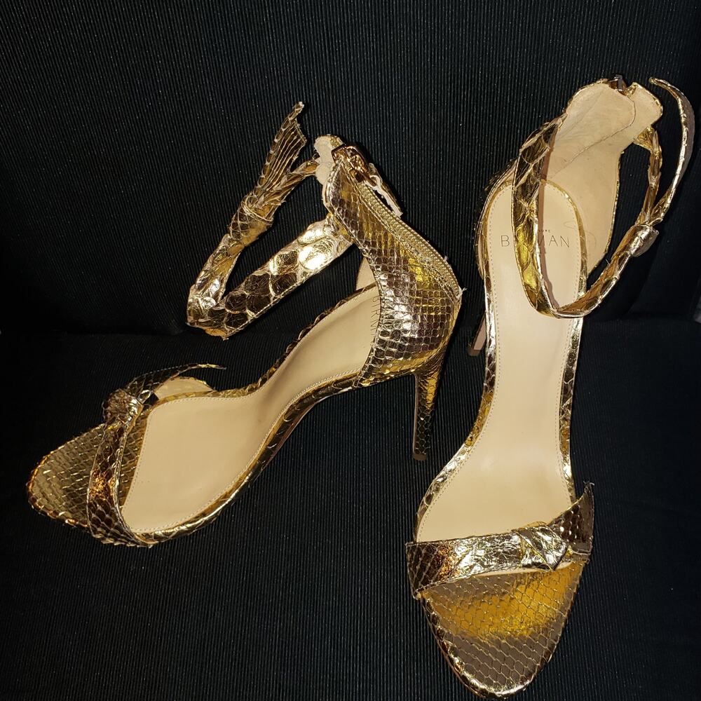 NEW! $795 original price! Alexandre Birman Gold toned python spike heels